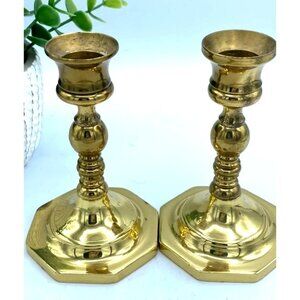 Metal Crafters Virginia Brass Pair of Candlesticks 5 Inches Vintage
